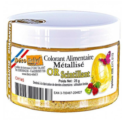 DECO RELIEF COLOUR  Gold Sparkles Lustre powder - 25g CH145