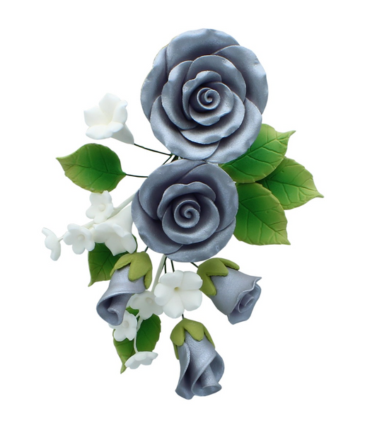 Gum Paste Silver Sugar Flower Spray -145mm-50477