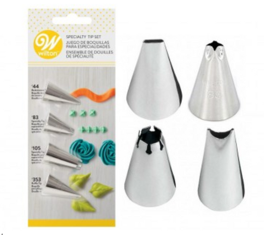 WILTON Nozzle #44, #83, #105 & #353 - SPECIALITY ICING TIP SET