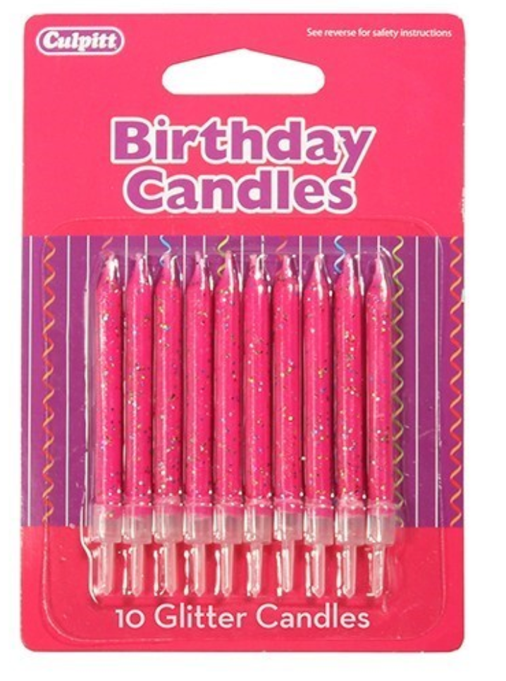 Giltter Candle pack of 10- CHOOSE A DESIGN