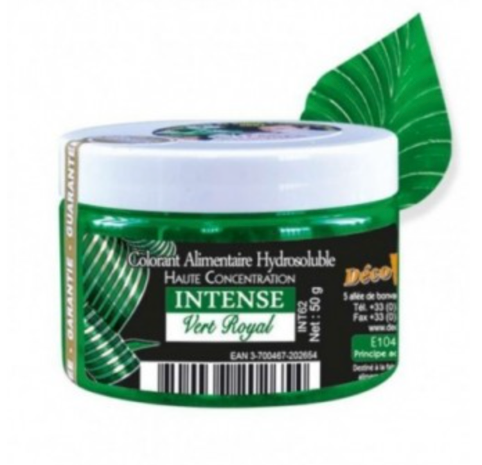 DECO RELIEF COLOUR  INTENSIVE WATER SOLUBLE FOOD COLOUR  -Royal Green -50g  INT62