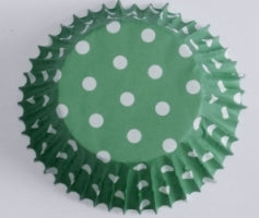 Standard Baking Cases 60/pk  -Green Polka Dots BC735