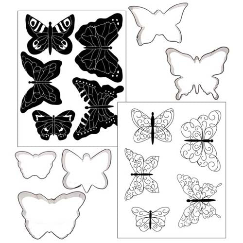 Butterfly cookie cutters and impression mat set