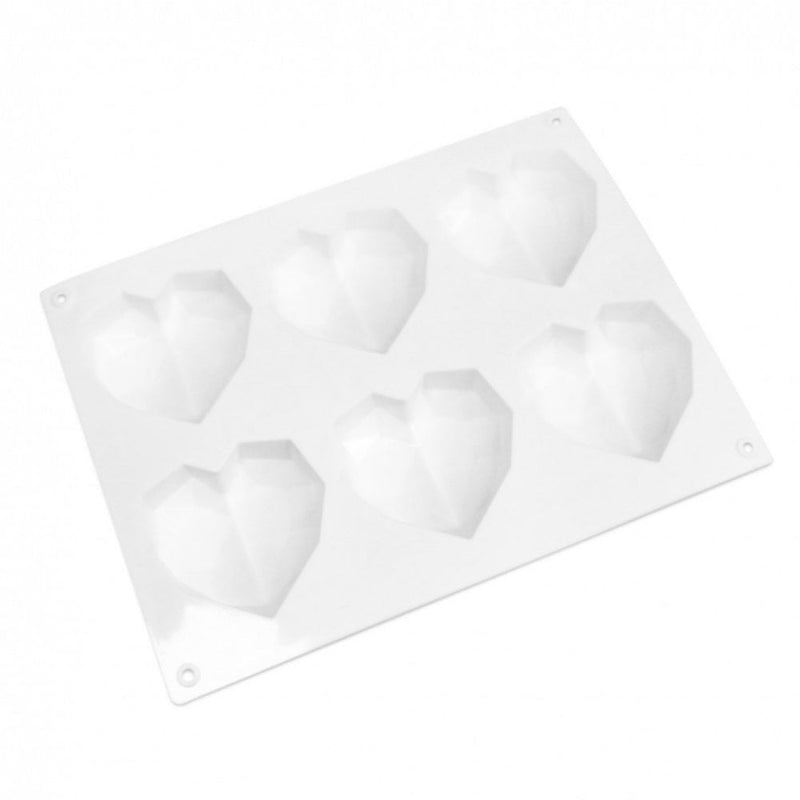 Love Heart Geo Chocolate Mould - 6 Cavity