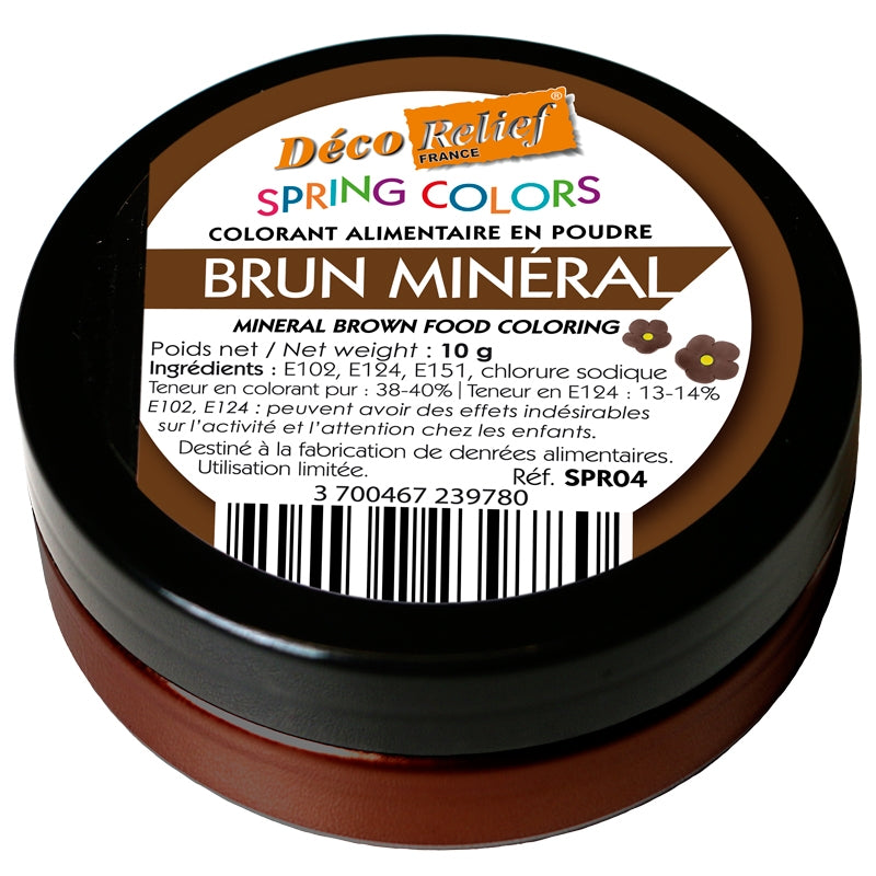 DECO RELIEF COLOUR INTENSIVE WATER SOLUBLE FOOD COLOUR - MINERAL BROWN - 10g #SPR04