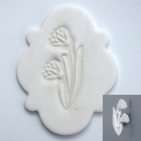 Embossing stamp - Double Flowers 50mm tall