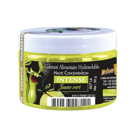 DECO RELIEF COLOUR Soluble Food Colouring Powder -Yellow Green -50g   INT14