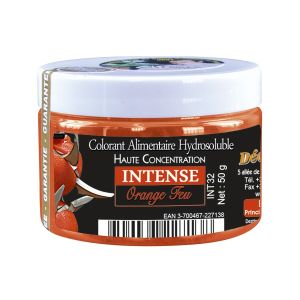 DECO RELIEF COLOUR  INTENSIVE WATER SOLUBLE FOOD COLOUR  -Fire Orange -50g  INT32