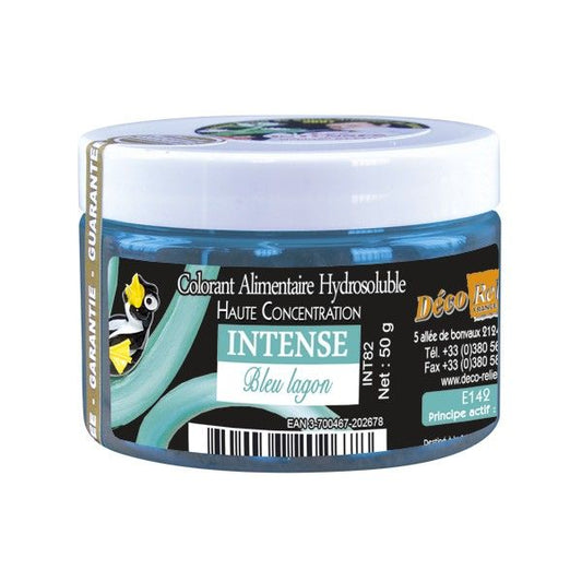 DECO RELIEF COLOUR  INTENSIVE WATER SOLUBLE FOOD COLOUR  -Lagoon Blue -50g  INT82
