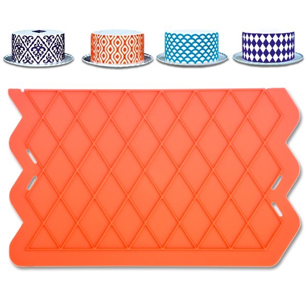 Lay-On Design Silicone Mat for cake sides - Diamond Design