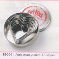 Plain heart cutter set - stainless steel