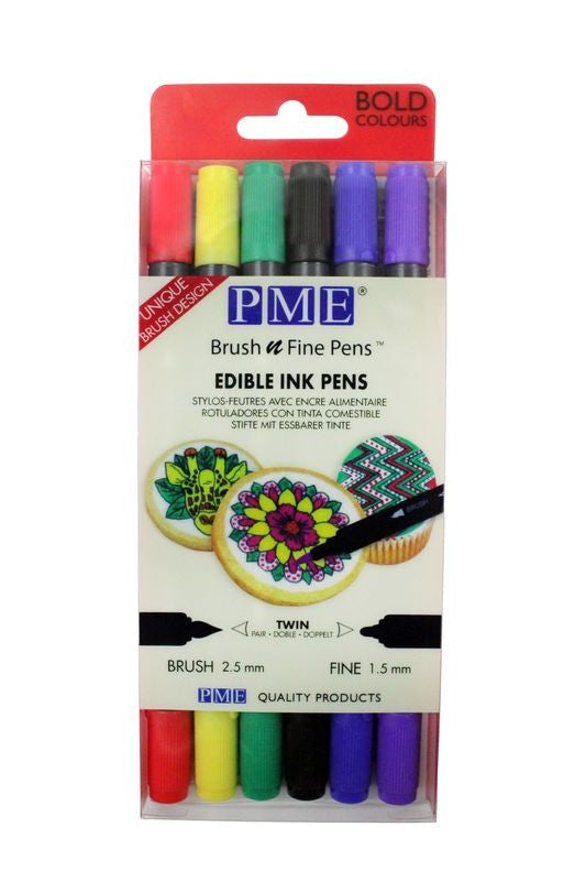 PME Brush n Fine Pens - Bold Colours (Pack of 6)