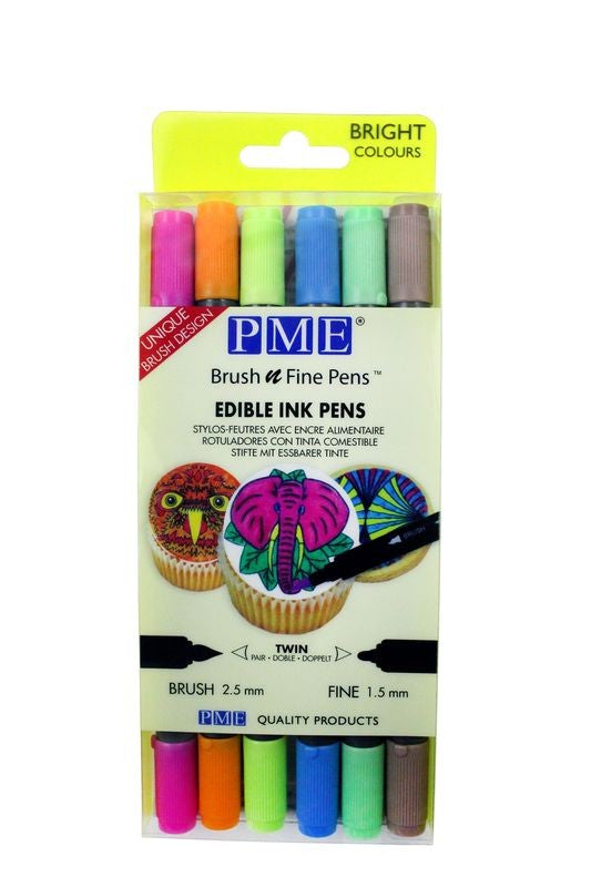 PME Brush n Fine Pens - Bright Colours (Pack of 6)