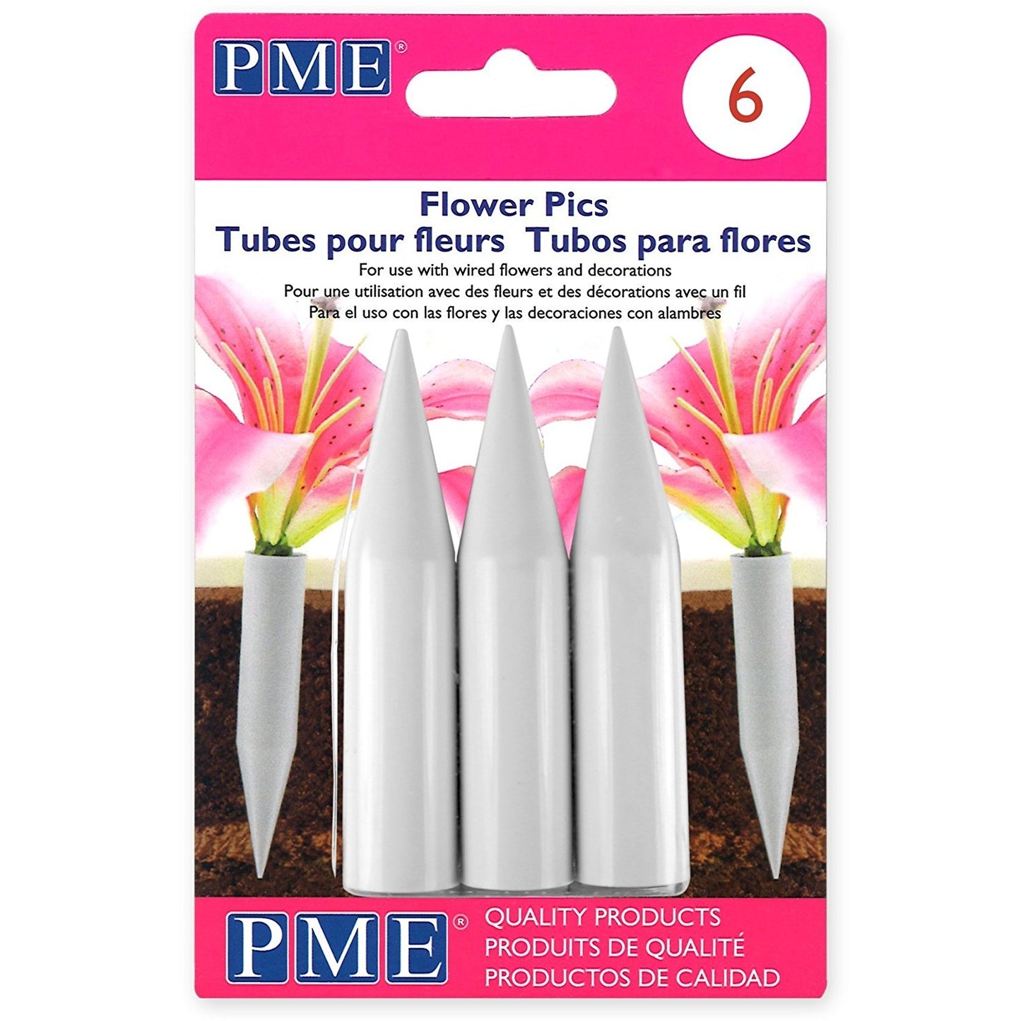 PME Large Flower Pics / Spikes Pk/6 - 70x14mm #FP302
