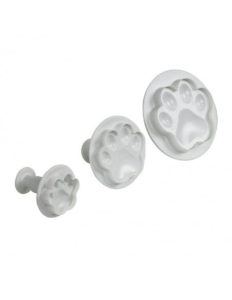 PME Novelty Paw Plunger Cutters – Set Of 3, Food-Grade ABS Plastic For Cake Decorating