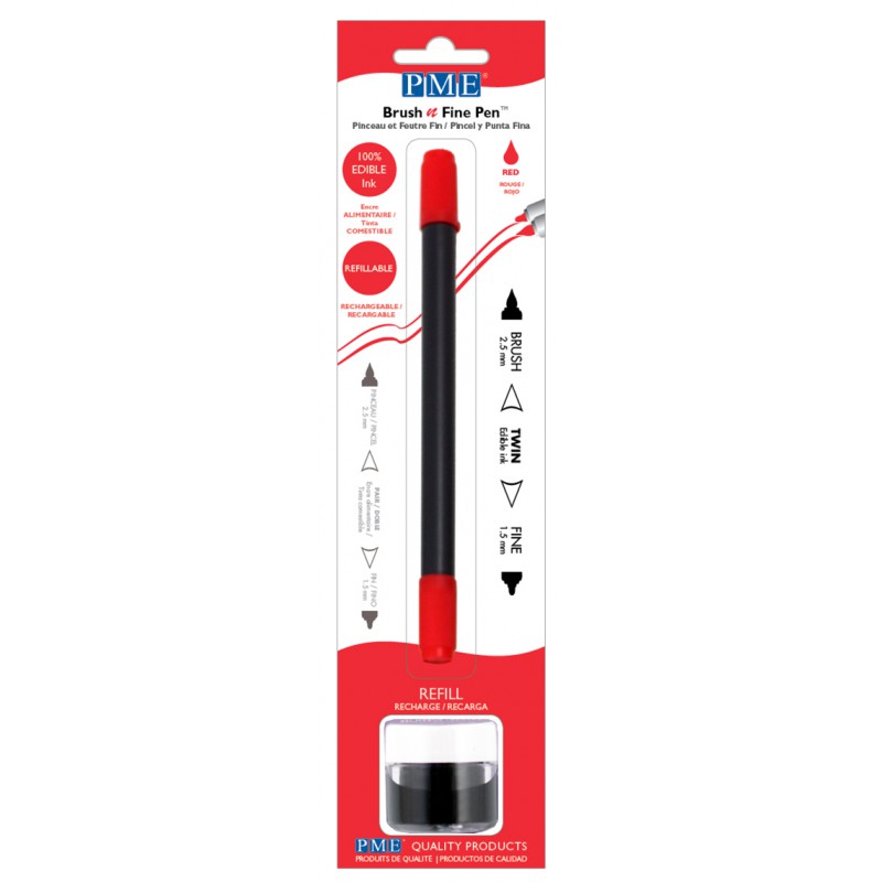 PME Brush n Fine Pen with  Refil Ink  - Red