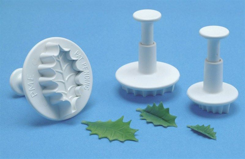 PME Small 3 Set Veined Holly Leaf Plunger-