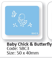 Stencil Baby Chick And Butterfly  -