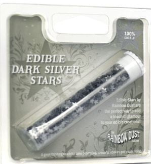 Edible tiny dark silver stars