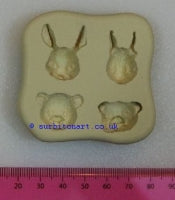 DPM MOULD -Animal Head Small-Bear, Pig, Rabbit and Squirrel