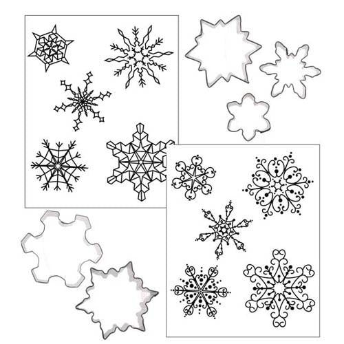 Snowflake cookie cutters and impression mat set