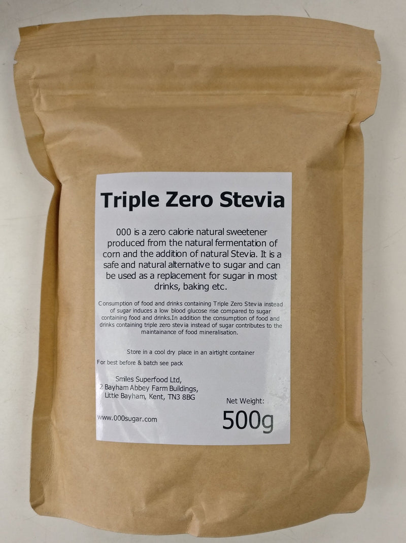 Triple Zero 000 Stevia with Erythritol.  Zero Calorie Natural Sweetener 500g